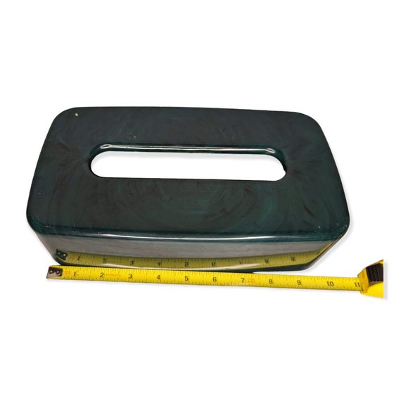 Vintage Hygiene Industries Green/Black Faux Marble Plastic Tissue Cover - Picture 9 of 11